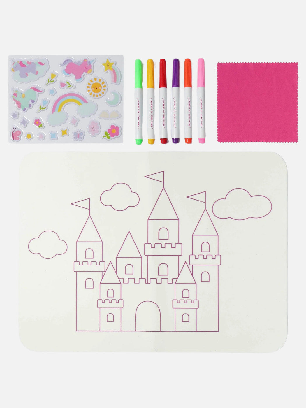 Wipeable Silicone Colouring Mat Set - Unicorn Castle