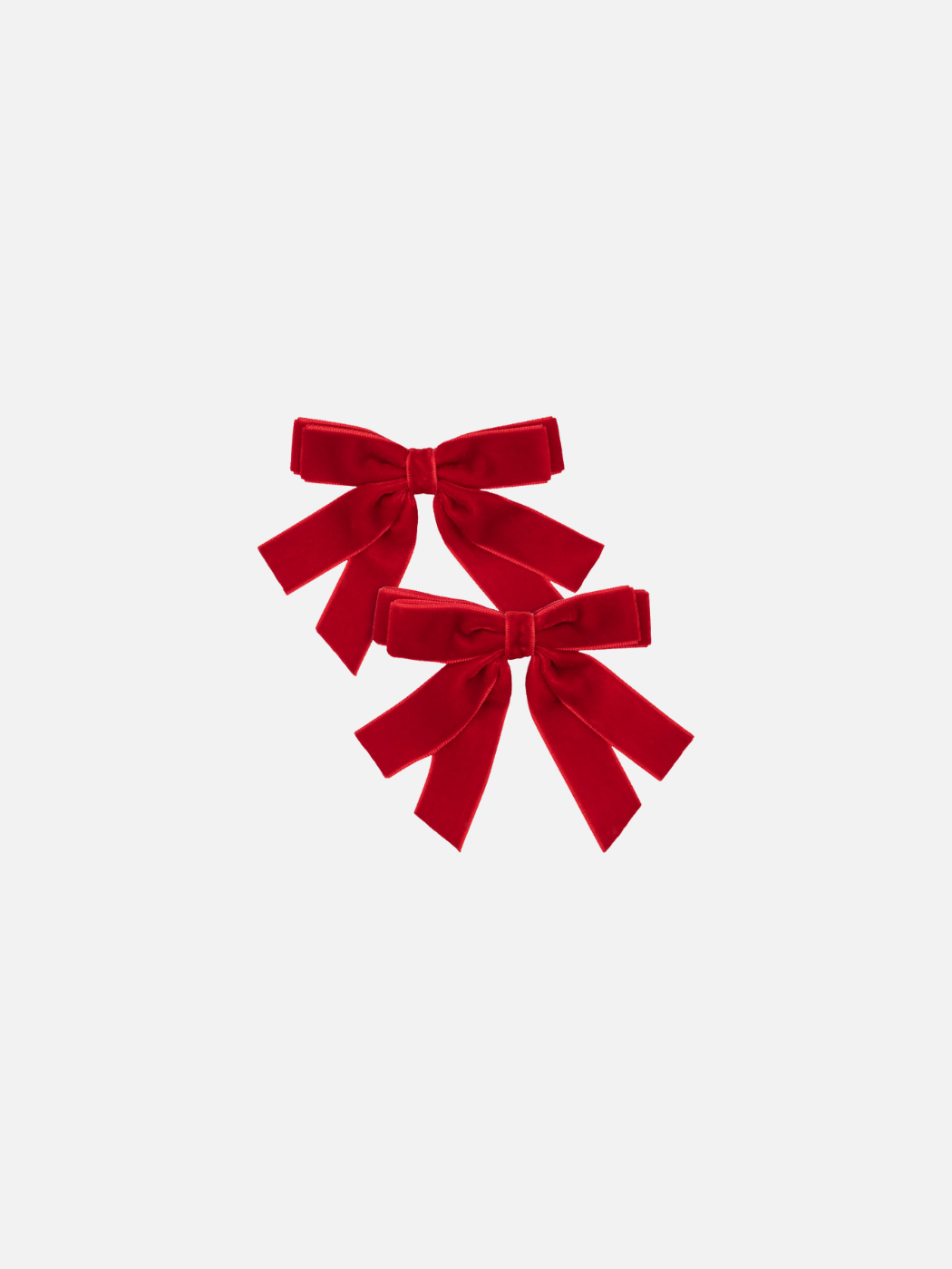 Velvet Double Bow Hair Clips 2 Pack - Barbados Cherry