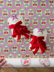Velvet Double Bow Hair Clips 2 Pack - Barbados Cherry