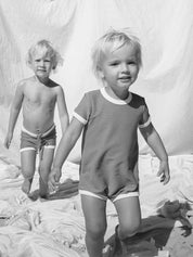 Rib Onesie - Grape Mini Stripe