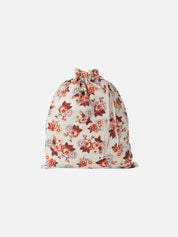 Floral drawstring bag on a white background
