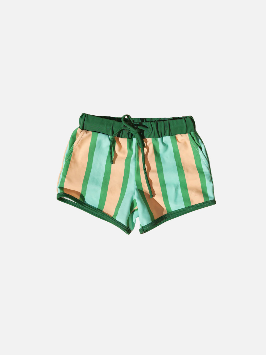 Gestreifte Badeshorts - Grün