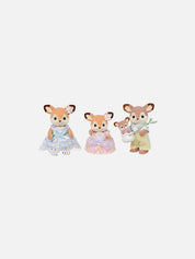 Set of four animal figurines with pastel clothing on a white background