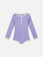 Rib Rashie Onesie in Grape