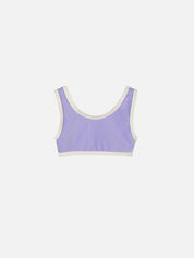 Rib Scoop Bikini Top - Grape Mini Stripe