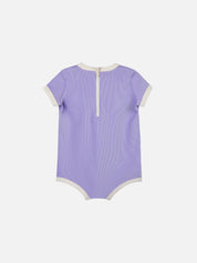 Rib Onesie - Grape Mini Stripe