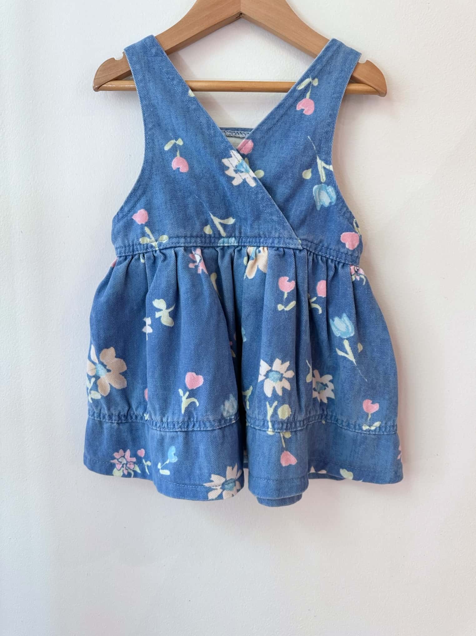 Vintage Lee Denim Floral Pinafore